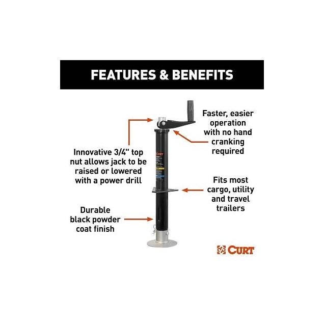 Curt 2000 Lb. Lippert Quick Drop Drill-Operated Tongue Jack, 14 In. Travel - photo 4 Curt 2000 Lb. Lippert Quick Drop Drill-Operated Tongue Jack, 14 In. Travel - photo 4