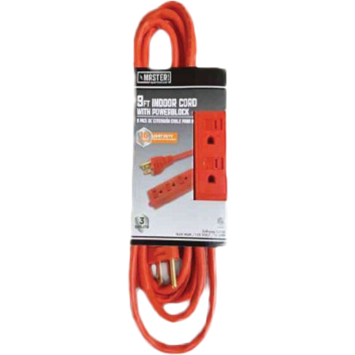 Master Electrician 9 Ft. 16/3 Triple Tap Extension Cord Master Electrician 9 Ft. 16/3 Triple Tap Extension Cord