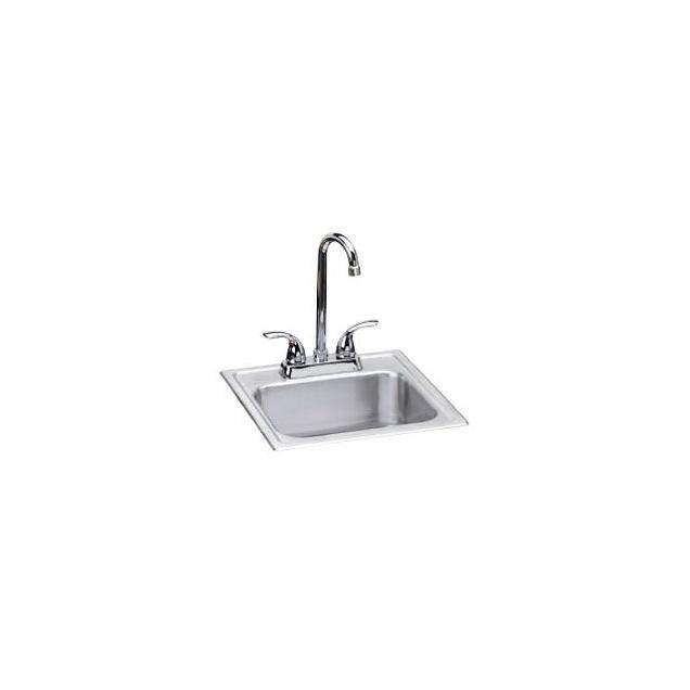 Dayton 15 x 15 In. x 6 In. Drop-In Bar Sink with 2 In. Drain Opening and Faucet, Stainless Steel Dayton 15 x 15 In. x 6 In. Drop-In Bar Sink with 2 In. Drain Opening and Faucet, Stainless Steel