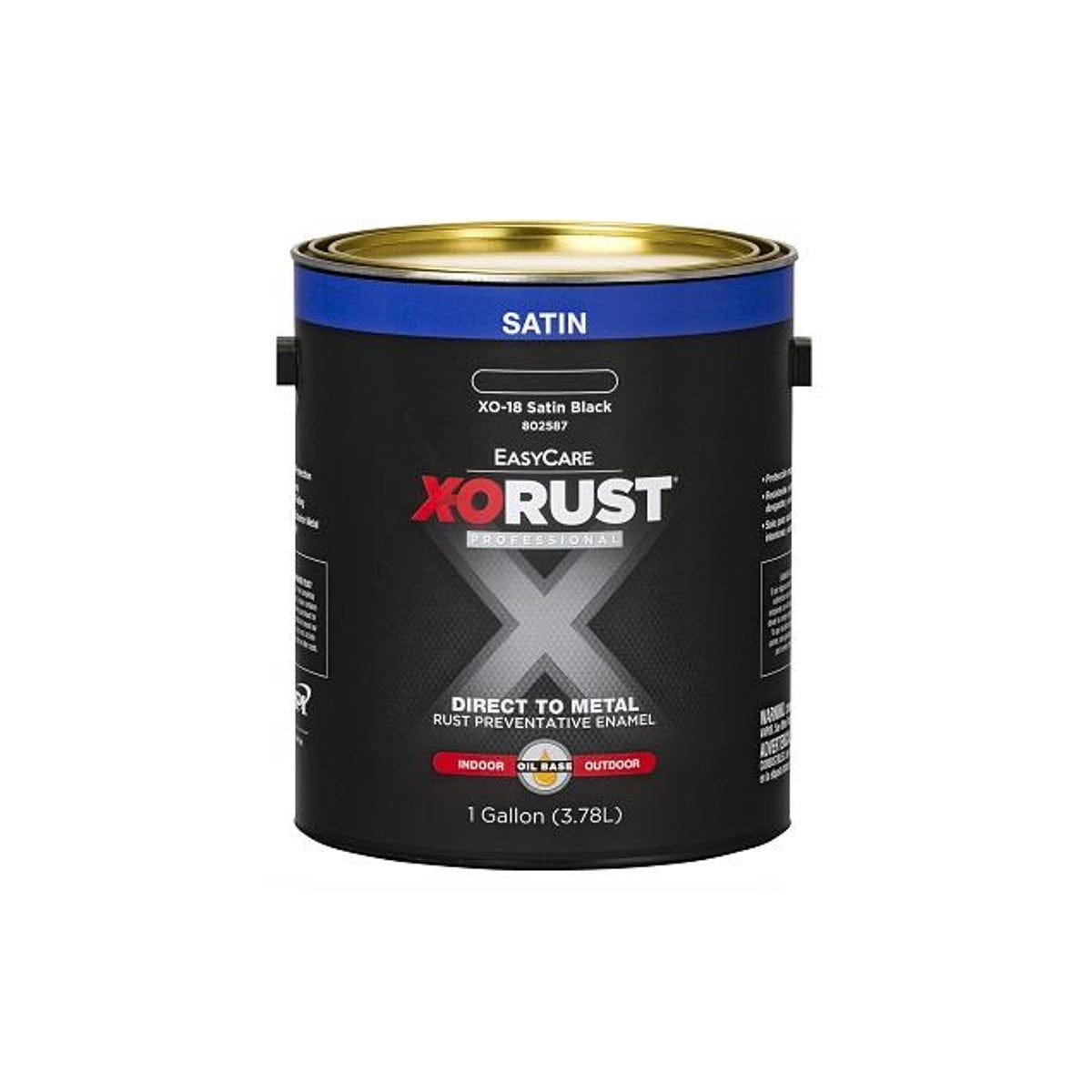 EasyCare X-O Rust Premium 1 Gal. Satin Black Interior/Exterior Oil-Base Anti-Rust Enamel