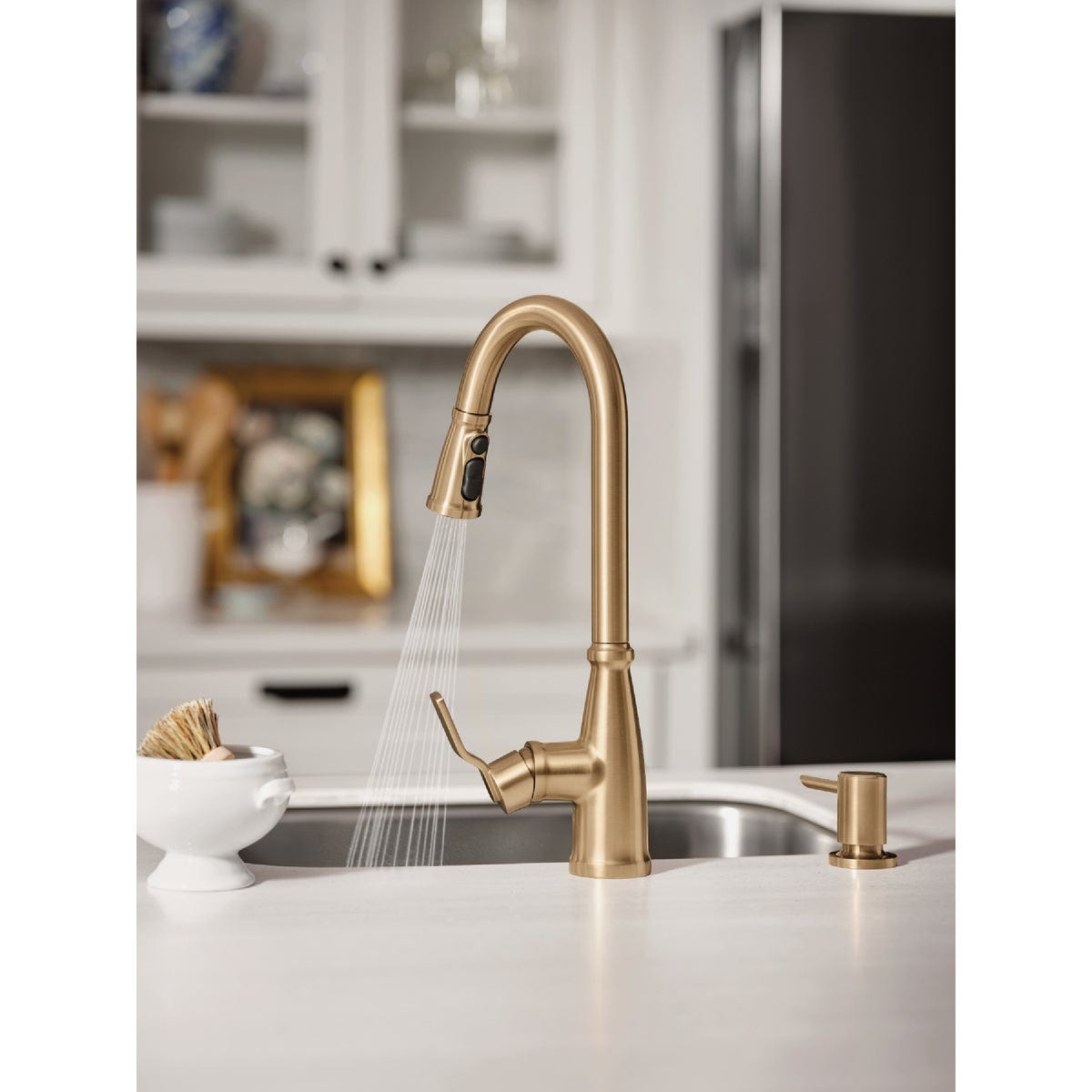 Moen Nolia 1-Handle Pull-Down High Arc Kitchen Faucet, Bronzed Gold - photo 3 Moen Nolia 1-Handle Pull-Down High Arc Kitchen Faucet, Bronzed Gold - photo 3