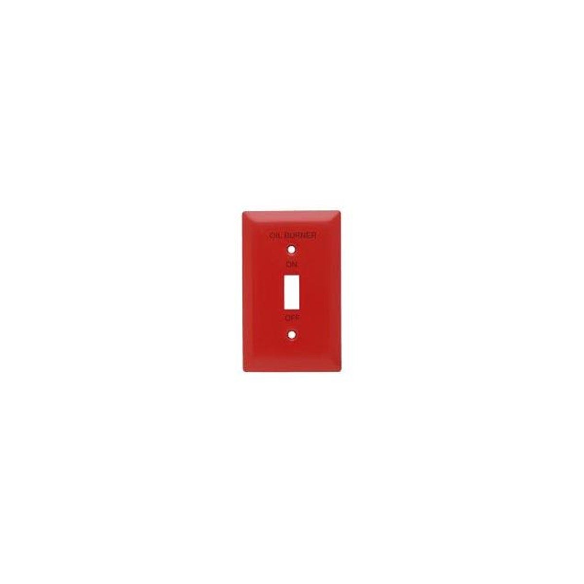Pass & Seymour "Oil Burner" One-Gang Stainless Steel Toggle Switch Wall Plate, Painted Red