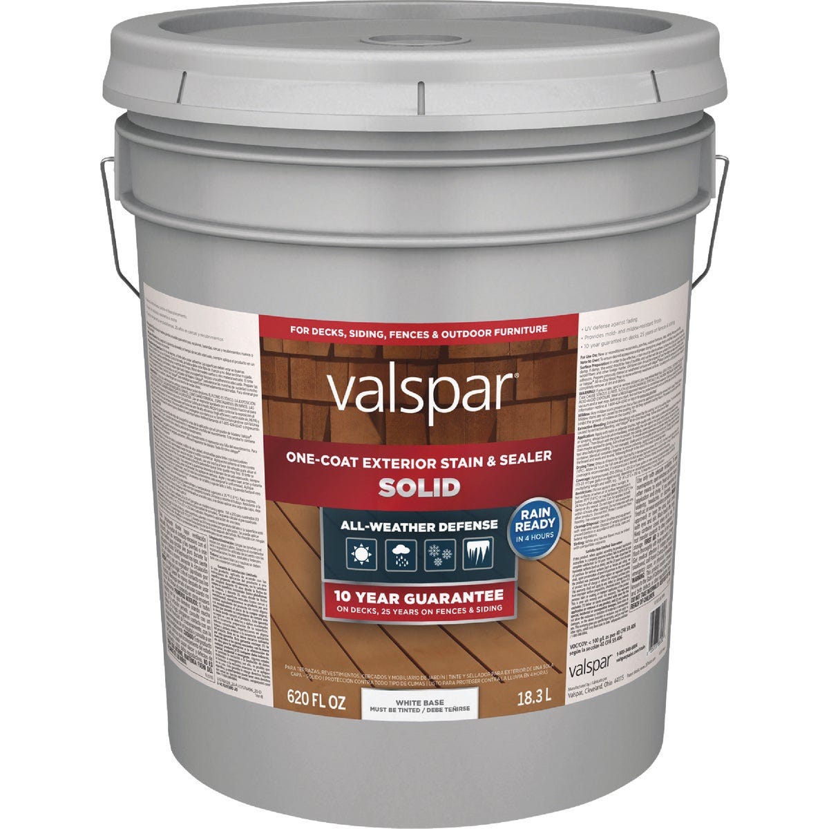 Valspar Solid Deck Stain, White Tint Base, 5 Gal. Valspar Solid Deck Stain, White Tint Base, 5 Gal.