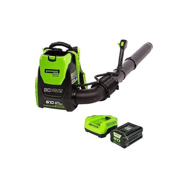 Greenworks Cordless 80V Backpack Leaf Blower, Brushless Motor, 145-MPH/580 CFM, Battery & Charger Greenworks Cordless 80V Backpack Leaf Blower, Brushless Motor, 145-MPH/580 CFM, Battery & Charger