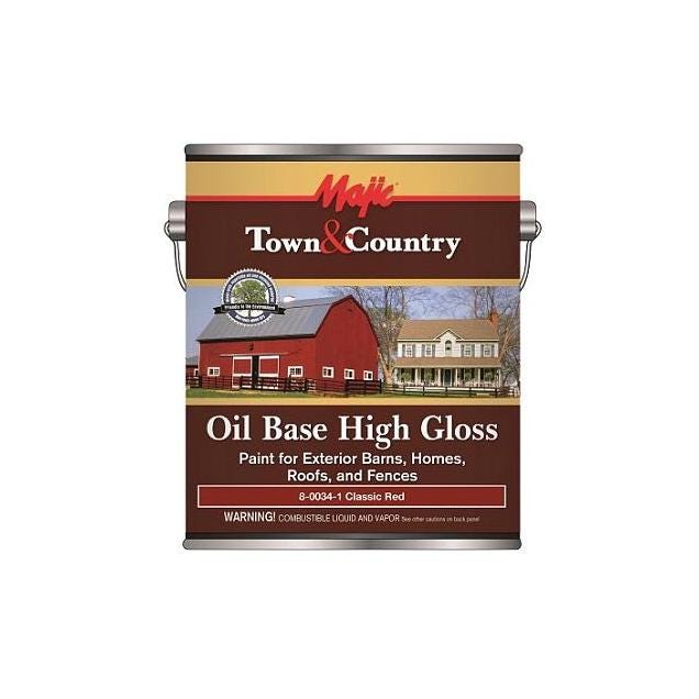 MAJIC Town & Country Oil Base High-Gloss Barn & Fence Paint, Classic Red, 1 Gal. MAJIC Town & Country Oil Base High-Gloss Barn & Fence Paint, Classic Red, 1 Gal.