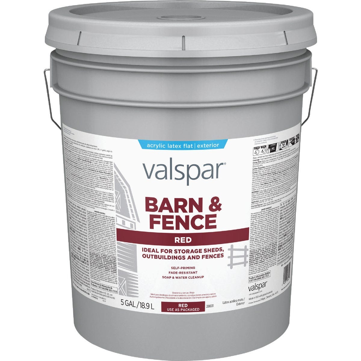 Valspar Latex Paint & Primer In One Flat Barn & Fence Paint, Red, 5 Gal. - photo 2