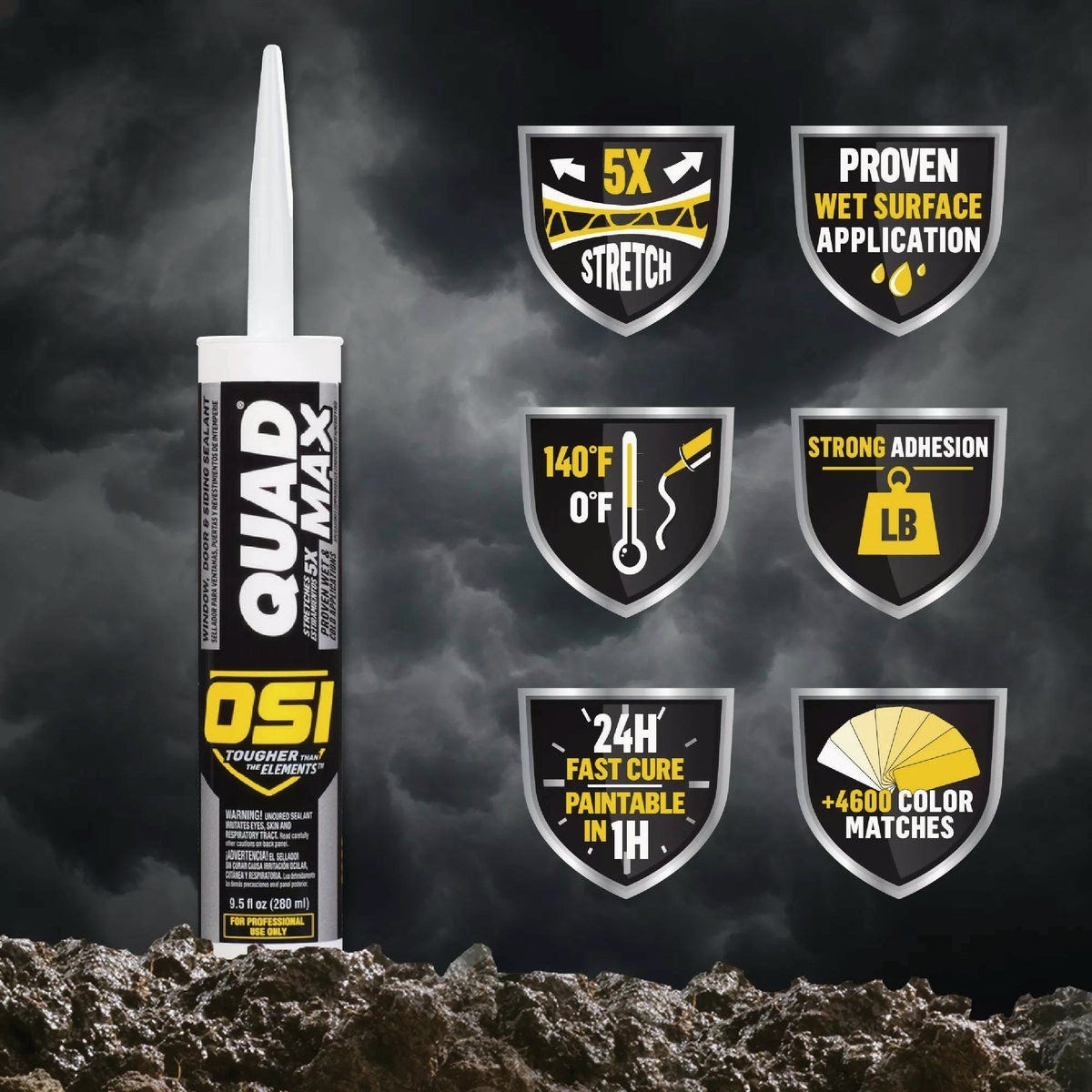 OSI Quad Max 9-1/2 Oz. Window, Door and Siding Polymer Sealant, Gray 827 - photo 2
