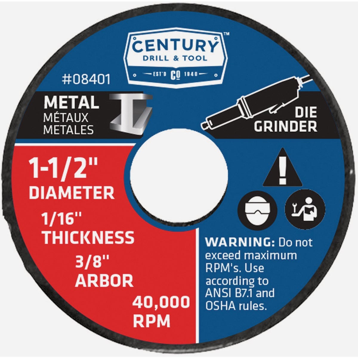 Century Drill & Tool 1-1/2 In. x 1/16 In. Thin Metal Cut-Off Wheel