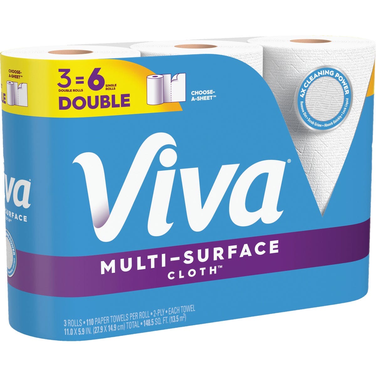 Viva Multi-Surface Cloth Choose-A-Sheet Paper Towels (3 Double Rolls) - photo 2 Viva Multi-Surface Cloth Choose-A-Sheet Paper Towels (3 Double Rolls) - photo 2