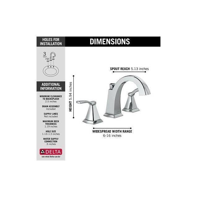 Delta Flynn Chrome 2-Handle Widespread Bathroom Faucet - photo 3 Delta Flynn Chrome 2-Handle Widespread Bathroom Faucet - photo 3