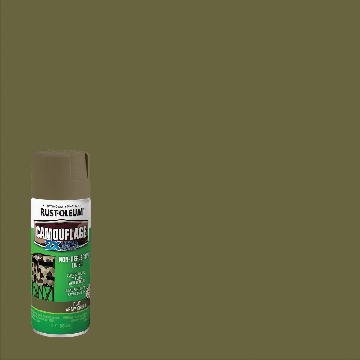 Rust-Oleum Camouflage 2X Ultra Cover 12 Oz. Flat Spray Paint, Army Green