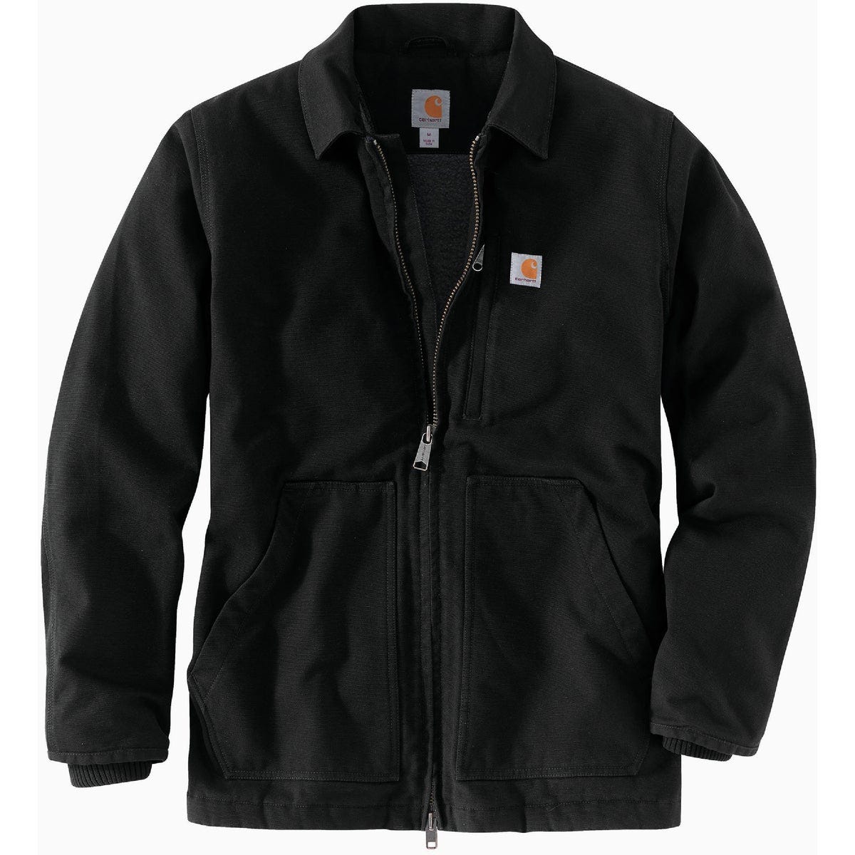 Carhartt Men's Small Regular Black Washed Duck Sherpa-Lined Coat, Loose Fit - photo 2