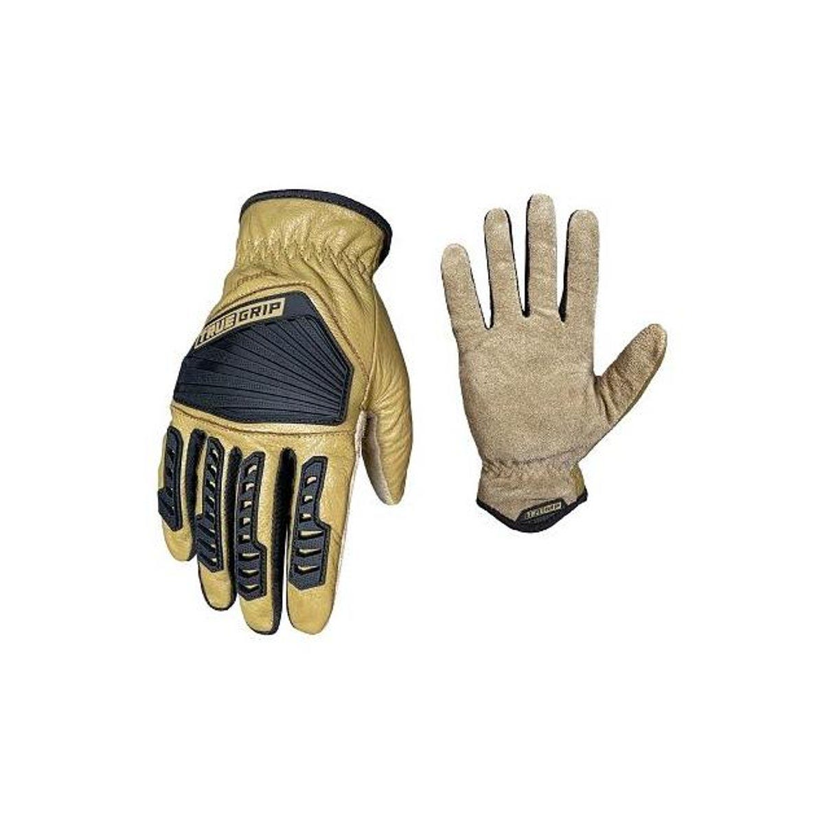True Grip Men's Large Leather Hybrid Impact Gloves
