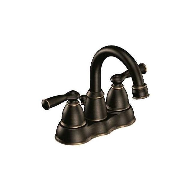 Moen Banbury Mediterranean Bronze 4 In. Centerset High-Arc Bathroom Faucet Moen Banbury Mediterranean Bronze 4 In. Centerset High-Arc Bathroom Faucet