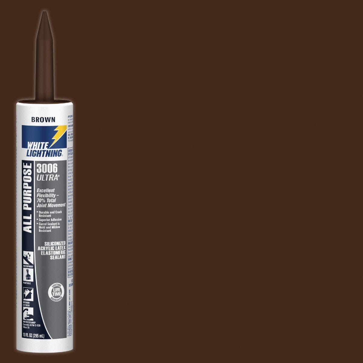White Lightning 3006 Ultra 10 Oz. Brown Siliconized Acrylic Latex Elastomeric Sealant