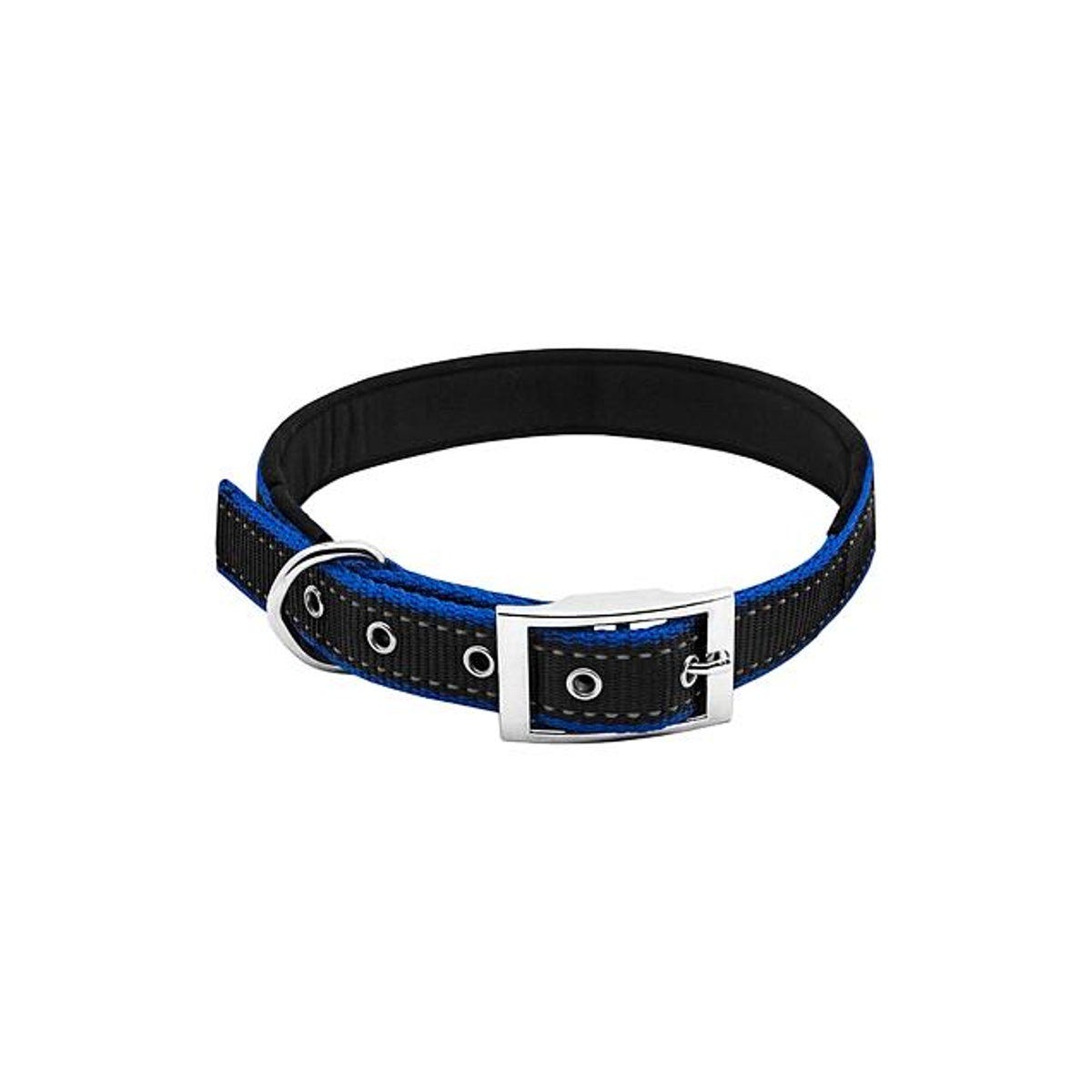 3/4 In. x 20 In. Blue/Black Reflective Padded Dog Collar