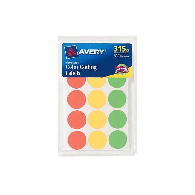 Avery 3/4 In. Round Assorted Neon Colors Color Coding Labels (315-Ct.) Avery 3/4 In. Round Assorted Neon Colors Color Coding Labels (315-Ct.)