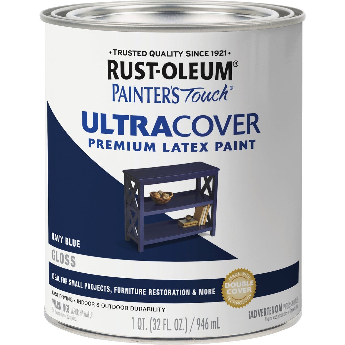 Rust-Oleum Painter's Touch 2X Ultra Cover Premium Latex Paint, Gloss Navy Blue, 1 Qt. - photo 2