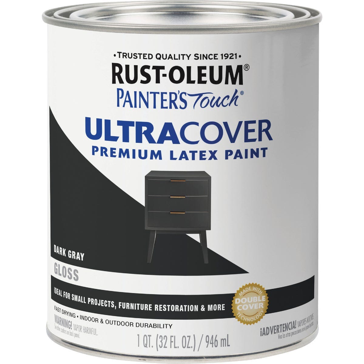 Rust-Oleum Painter's Touch 2X Ultra Cover Premium Latex Paint, Gloss Dark Gray, 1 Qt. - photo 2