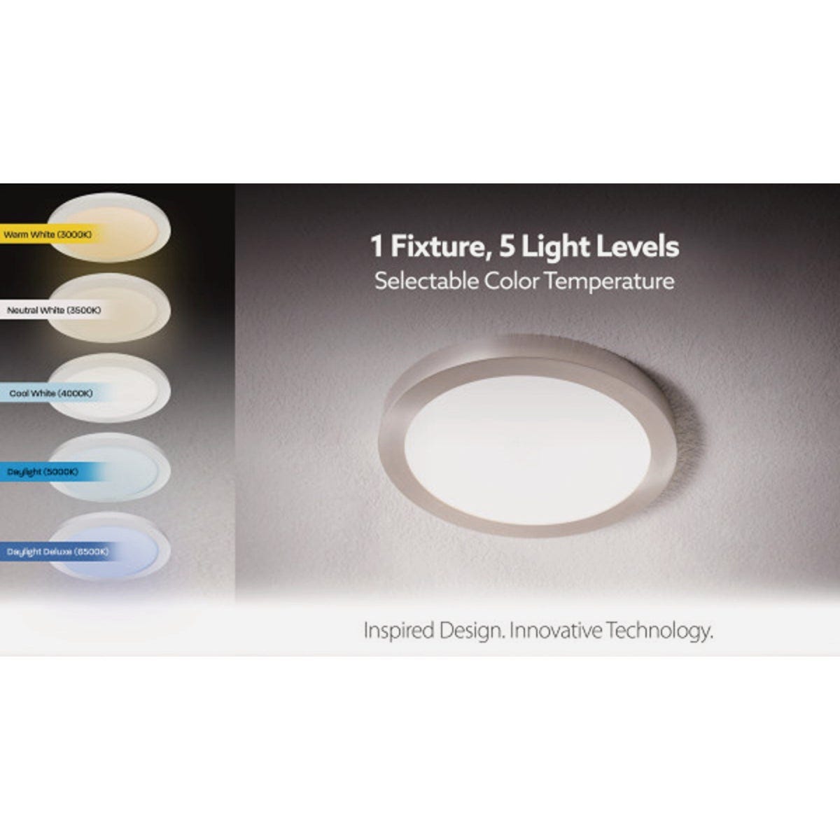 Feit Electric Edge-Lit 11 In. White Round 6-Way LED Disc Flush Mount Light