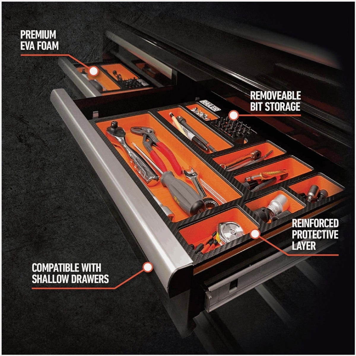 Railer EVA Medium Pro Tool Drawer Organizer, Hi-Vis Green- - photo 5