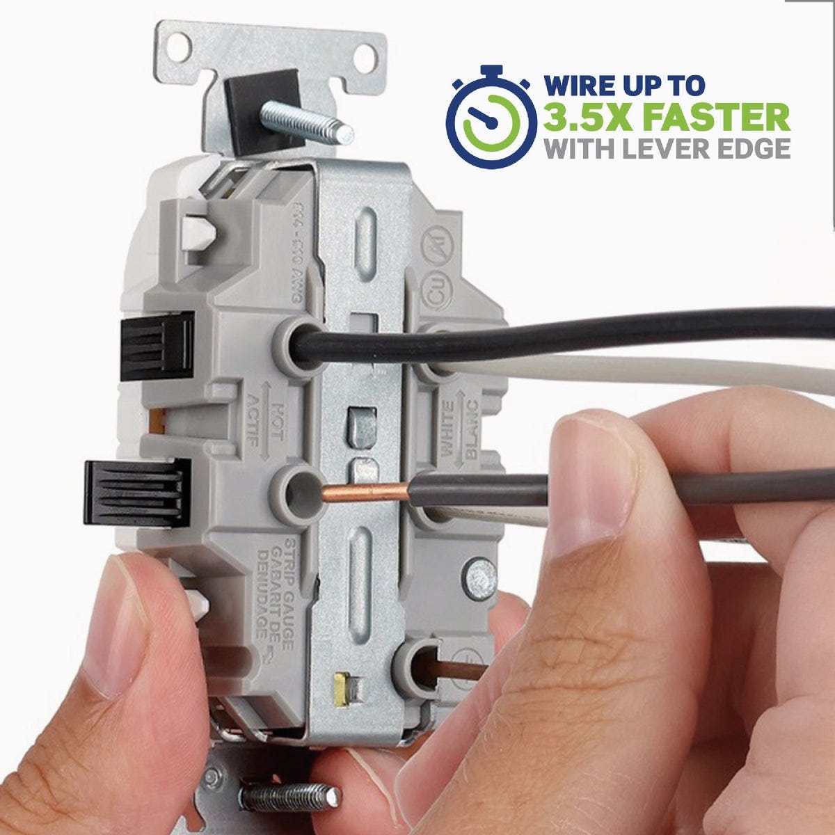 Leviton Lever Edge White 15A Commercial Grade 5-15R Duplex Outlet - photo 2