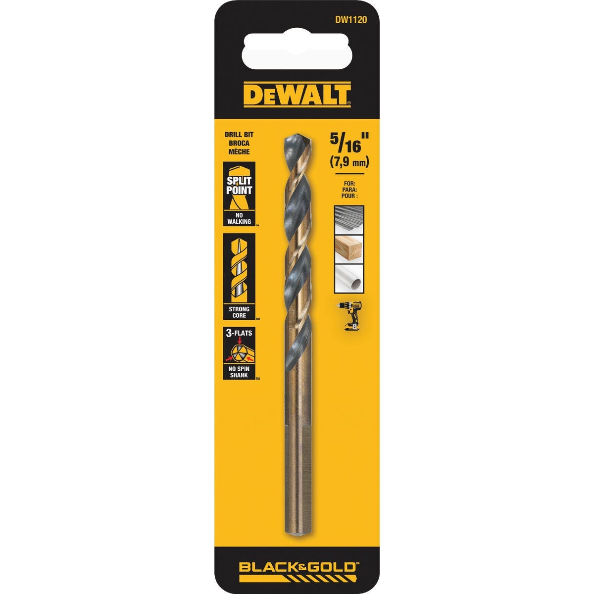Dewalt Black and Gold 5/16 In. Split Point Twist Drill Bit - photo 2 Dewalt Black and Gold 5/16 In. Split Point Twist Drill Bit - photo 2