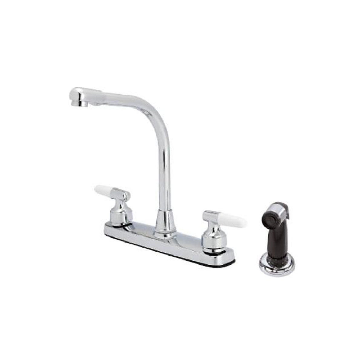 HomePointe 2-Lever Handles Chrome Kitchen Faucet with Side Spray