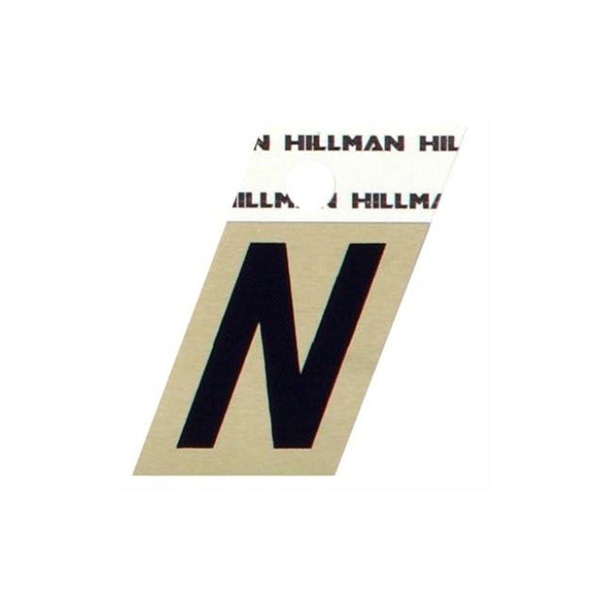 Hillman 1-1/2 In. Aluminum Black & Gold Reflective Adhesive Angle-Cut Letter, N