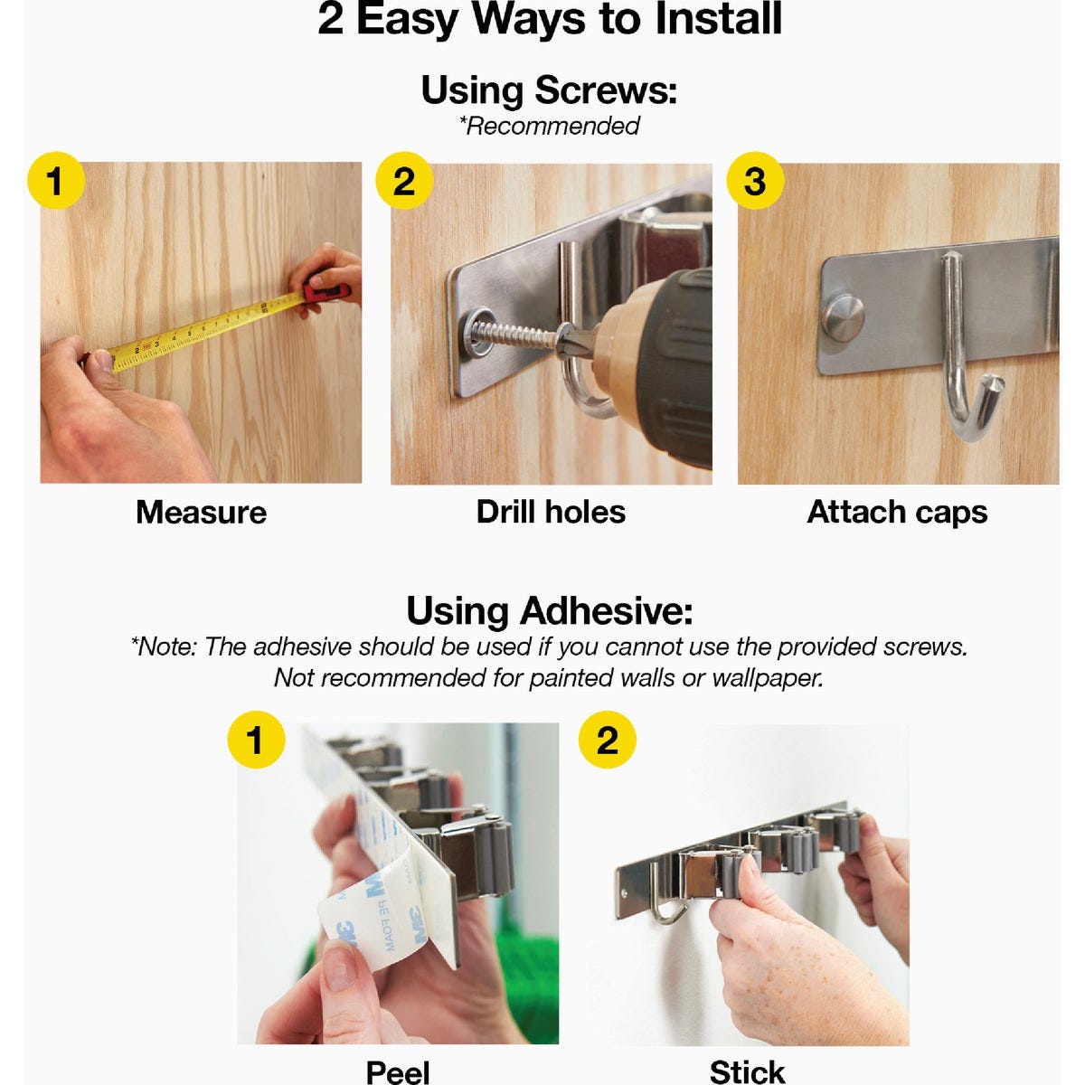 Wrap-It Storage Broom Bar 16 In. Stainless Steel Adhesive Broom Holder - photo 6 Wrap-It Storage Broom Bar 16 In. Stainless Steel Adhesive Broom Holder - photo 6