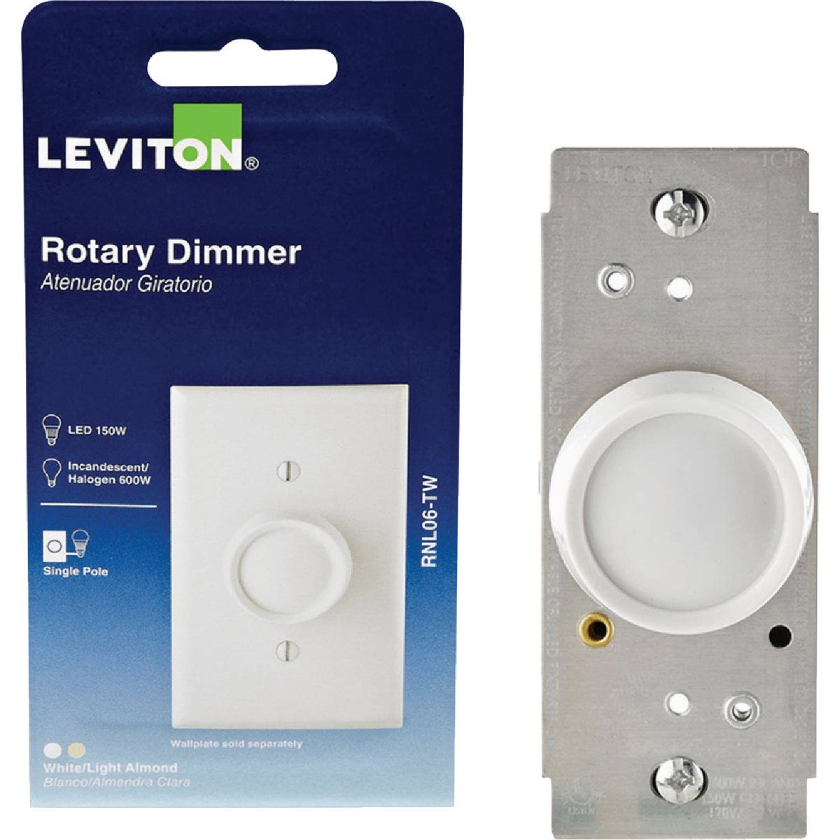 Leviton White/Light Almond Universal Turn On-Off Rotary Dimmer Switch