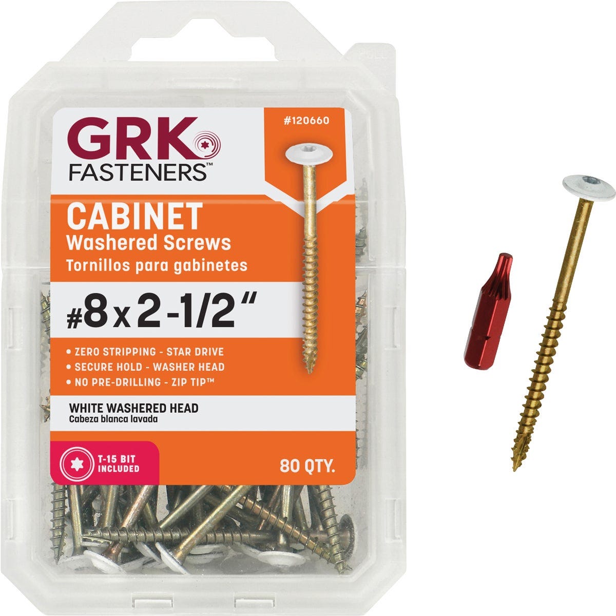 GRK #8 x 2-1/2 In. Star Drive White Cabinet Screw (80-Count) GRK #8 x 2-1/2 In. Star Drive White Cabinet Screw (80-Count)