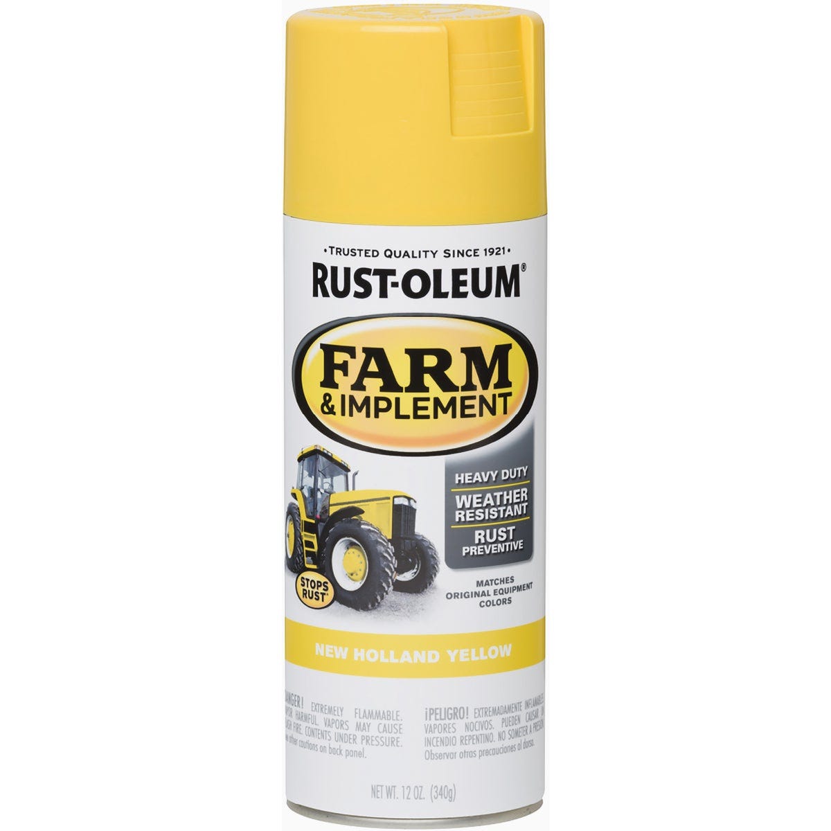 Rust-Oleum Farm & Implement Paint, Gloss New Holland Yellow Spray, 12 Oz. - photo 5