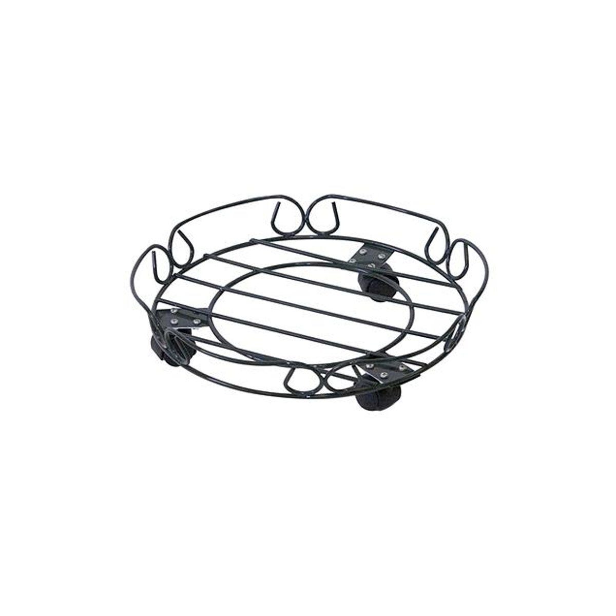 12 In. Round Black Steel Wheeled Plant Caddy