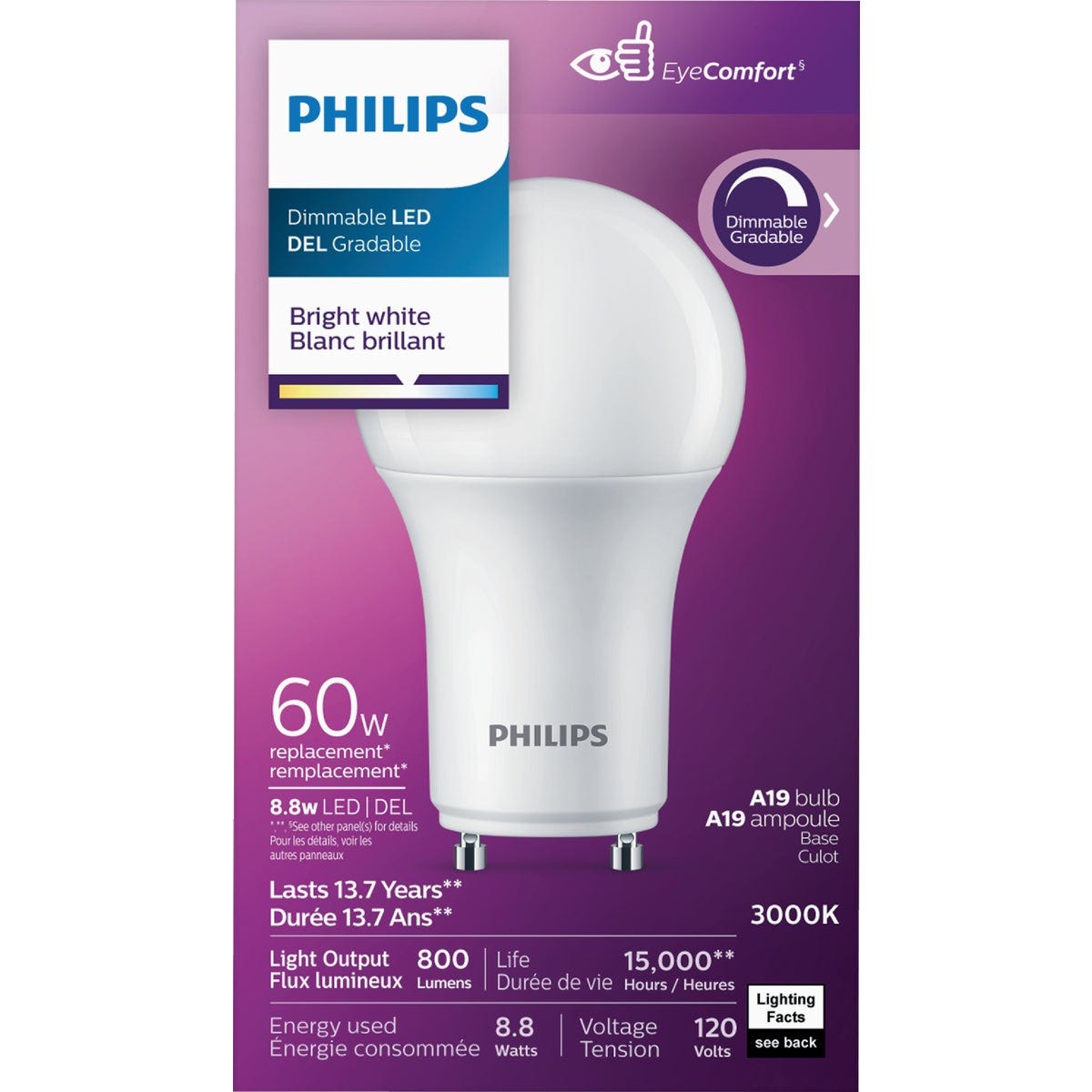 Philips 60W Equivalent A19 GU24 Dimmable LED Light Bulb - photo 2