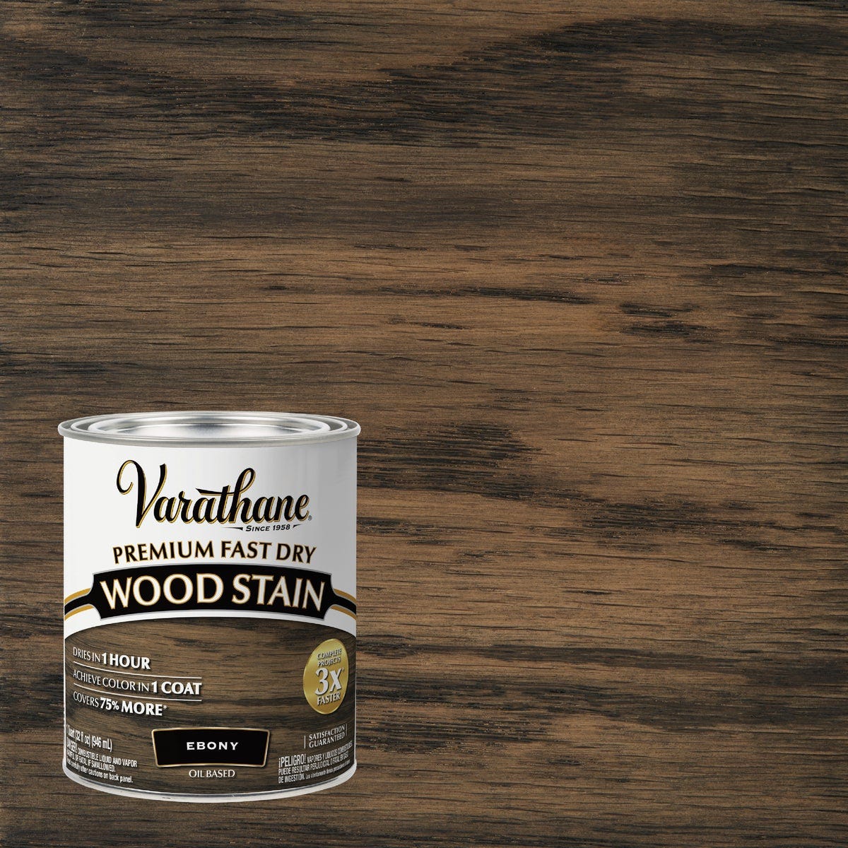 Varathane Fast Dry Ebony Wood Urethane Modified Alkyd Interior Wood Stain, 1 Qt.