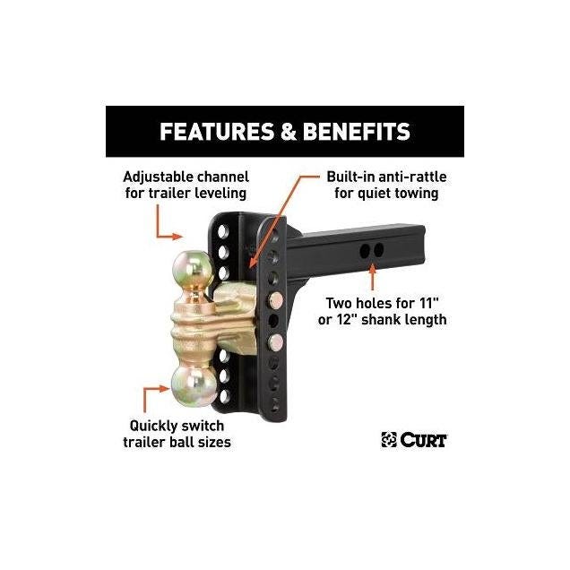 Curt 14000 Lb. 6 In. Drop 2 In. Shank Adjustable Channel Mount with Dual Ball - photo 4 Curt 14000 Lb. 6 In. Drop 2 In. Shank Adjustable Channel Mount with Dual Ball - photo 4