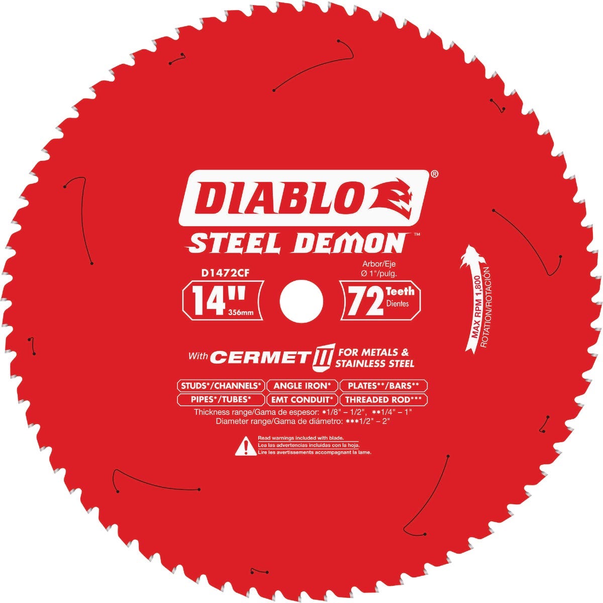 Diablo Steel Demon 14 In. 72-Tooth Cermet II Medium Metal Track Saw Blade