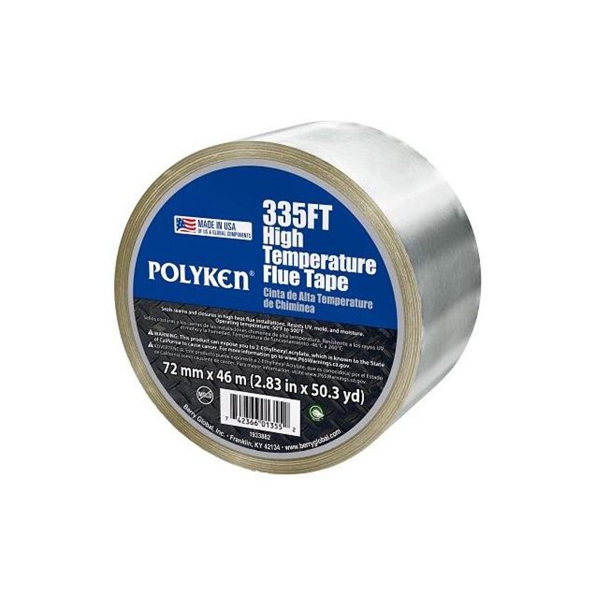 Polyken 3 In. x 50 Yd. Silver High Temperature Flue Insulation Foil Tape Polyken 3 In. x 50 Yd. Silver High Temperature Flue Insulation Foil Tape