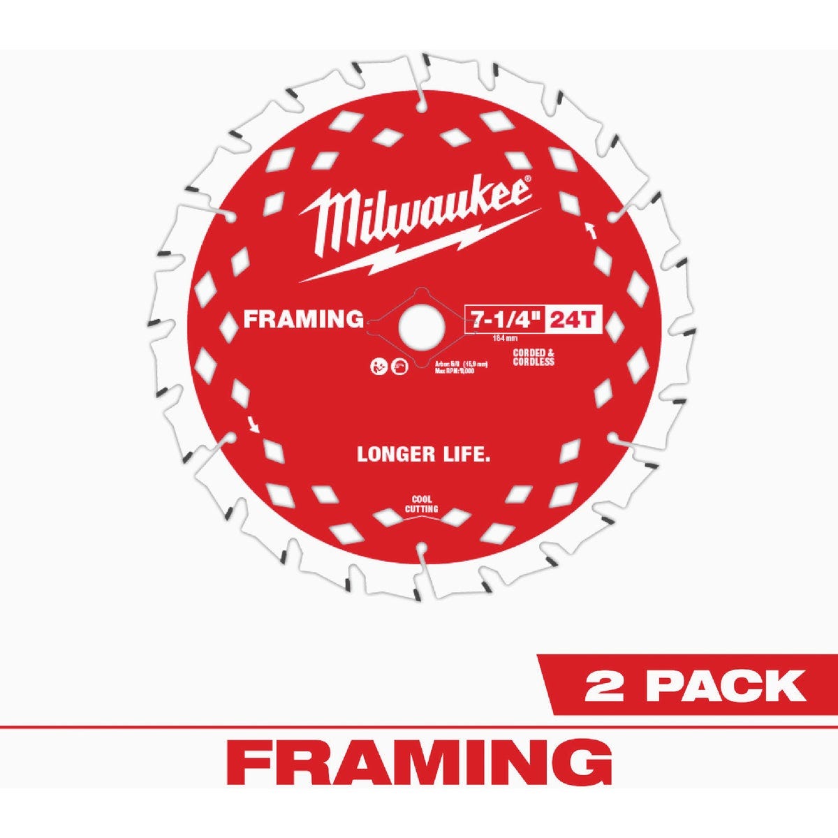 Milwaukee 7-1/4 In. 24-Tooth Framing Circular Saw Blade (2-Pack) Milwaukee 7-1/4 In. 24-Tooth Framing Circular Saw Blade (2-Pack)