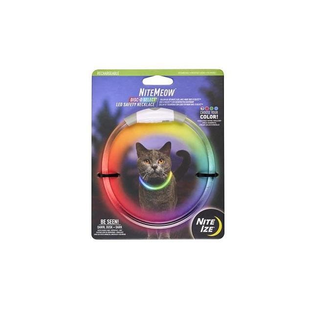 Nite Ize NiteMeow Disc-O Select Colors Rechargeable LED Safety Lighted Necklace Nite Ize NiteMeow Disc-O Select Colors Rechargeable LED Safety Lighted Necklace
