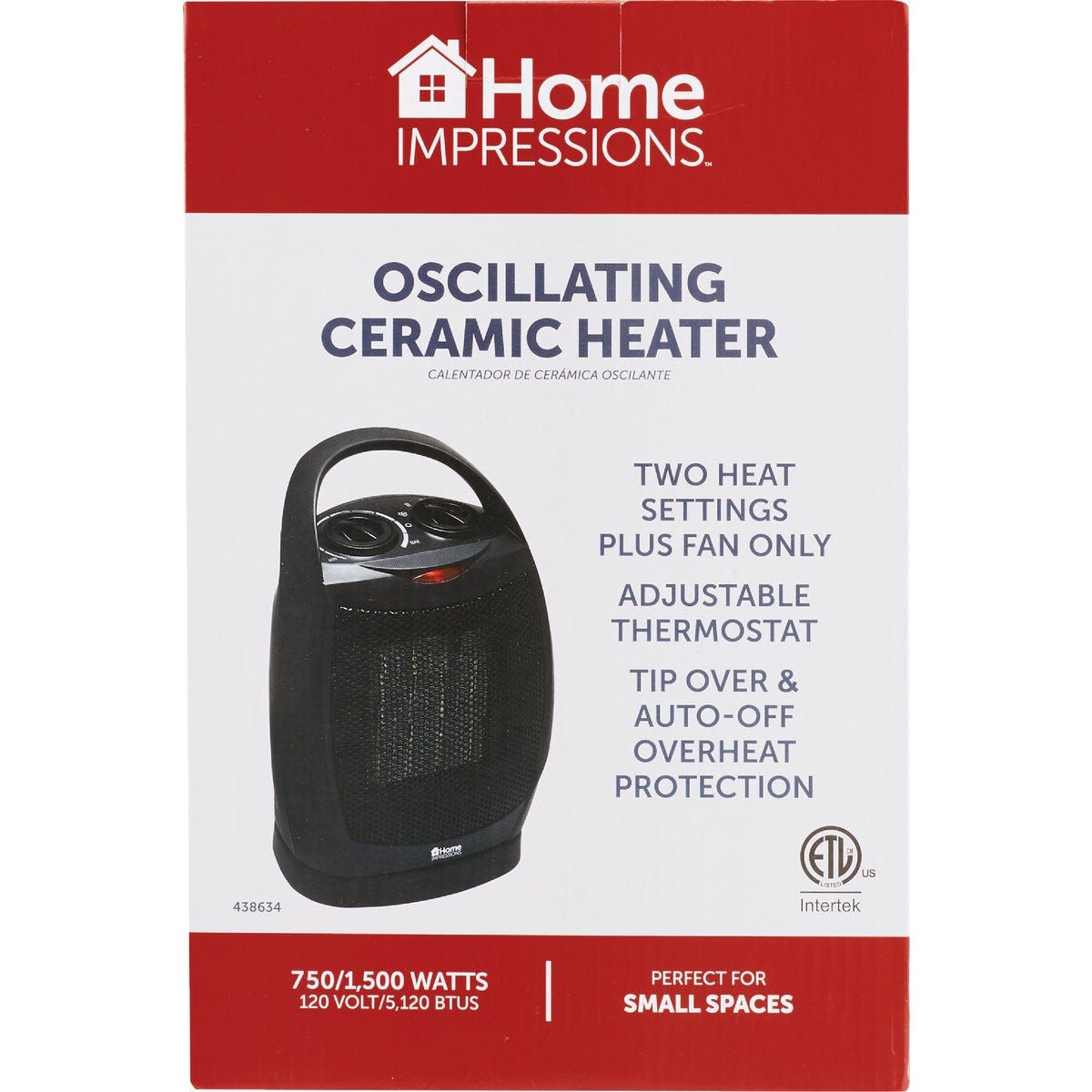 Home Impressions 1500W 120V Oscillating Ceramic Space Heater with PTC - photo 2