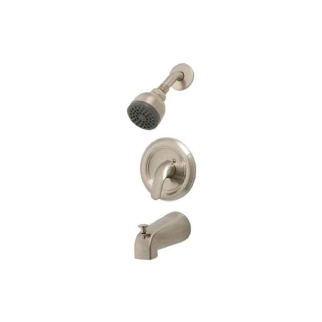 HomePointe 1-Lever Metal Brushed Nickel Pressure-Balancing Tub & Shower Faucet & Showerhead