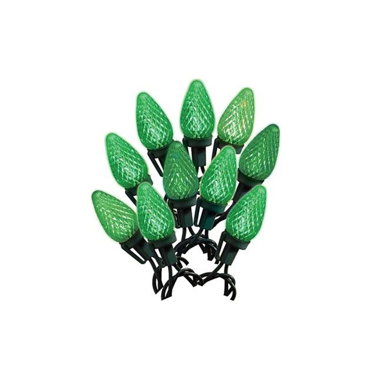 Holiday Wonderland Green 25-Bulb C9 Faceted Christmas LED Light Set Holiday Wonderland Green 25-Bulb C9 Faceted Christmas LED Light Set