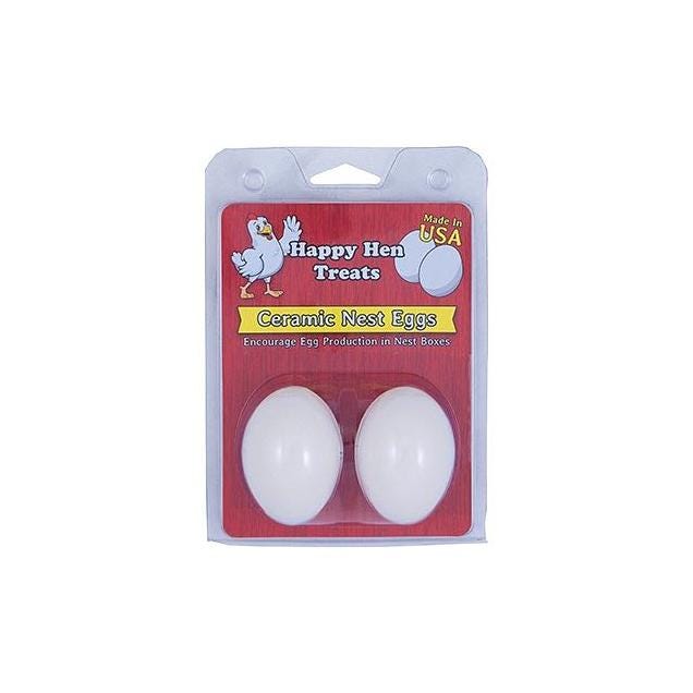Happy Hen Treats 2-Pack White Ceramic Nest Eggs Happy Hen Treats 2-Pack White Ceramic Nest Eggs