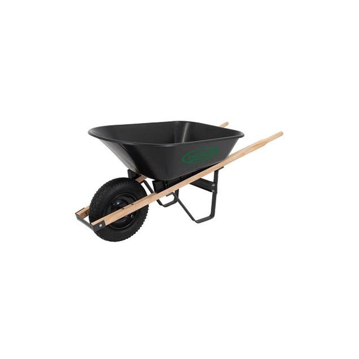 Medium-Duty Poly Wheelbarrow with Wood Handles, 5 Cu. Ft.