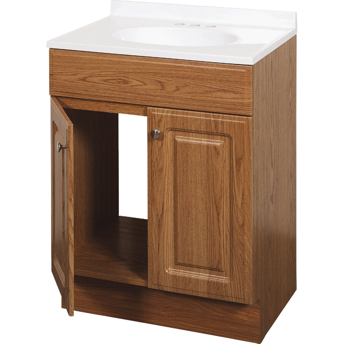 Zenith Zenna Home Oak 24 In. W x 35 In. H x 18 In. D Vanity with White Cultured Marble Top - photo 2