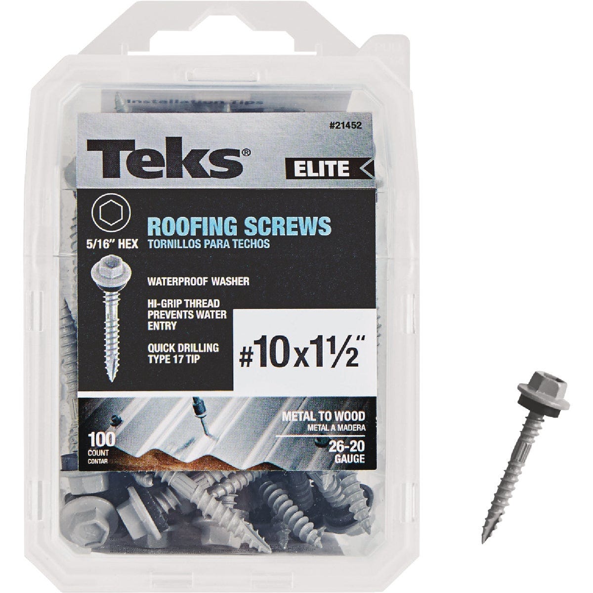Teks Elite #10 x 1-1/2 In. Hex Washer Head Sharp Point Metal to