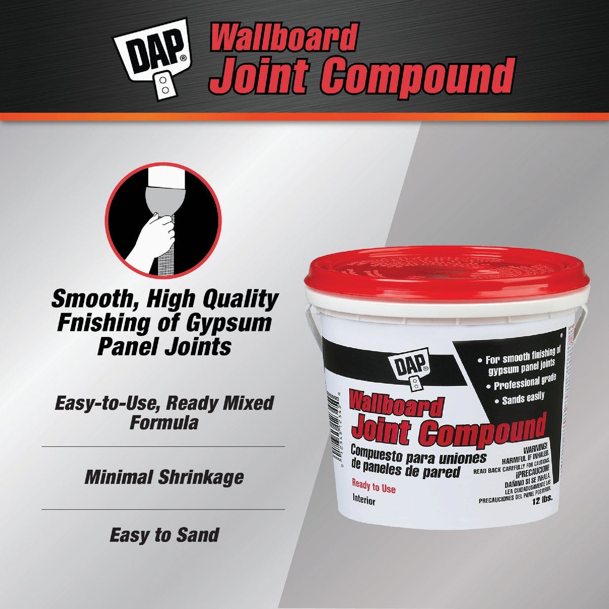 Dap 12 Lb. Pre-Mixed Latex Wallboard Drywall Joint Compound - photo 2 Dap 12 Lb. Pre-Mixed Latex Wallboard Drywall Joint Compound - photo 2