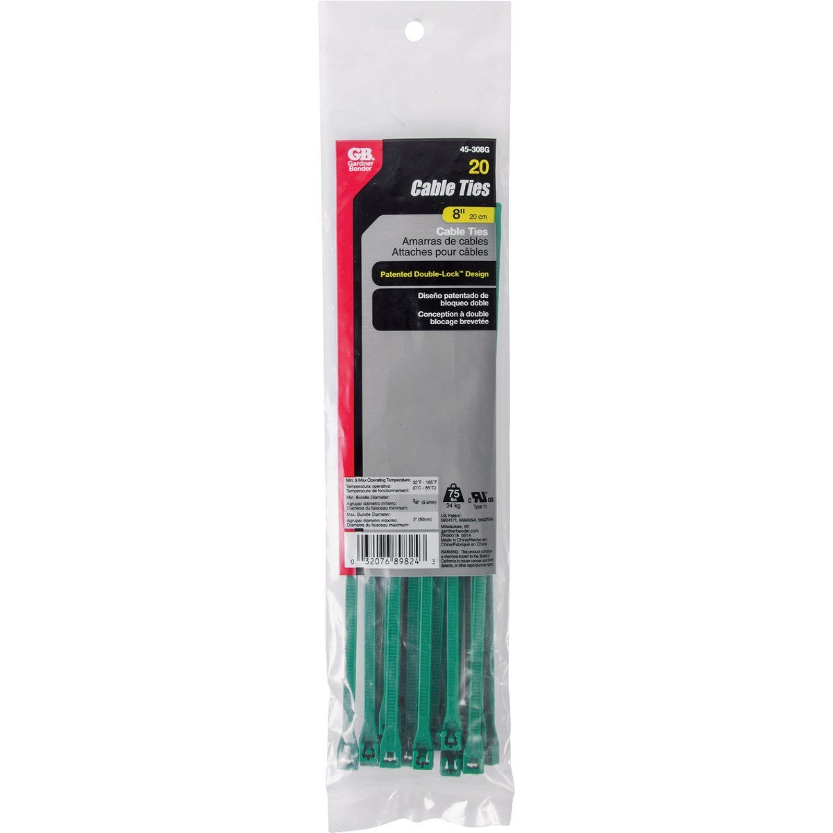 Gardner Bender 8 In. Green Cable Tie (20-Pack) - photo 2